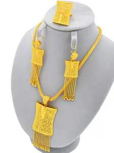 3-Piece Tassel Jewelry Set, Luxurious Dubai Arabic Style Necklace Earrings Ring Combo, Women's Daily Party Accessories Gift Wedding Jewelry, Elegant Jewelry Set