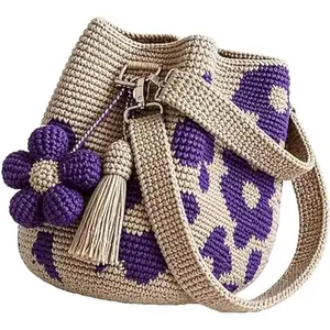 Crochet Tote Bags For Women, Crochet Purse Handbags Boho Knit Floral Crossbody Shoulder Beach Bag For Summer Vacation