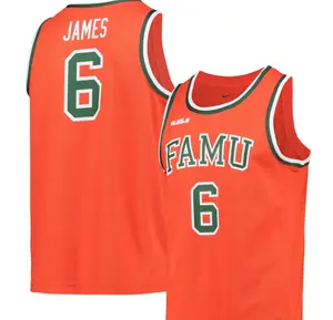 Florida A&M Rattlers X Lebron James Replica Basketball Jersey Orange all over print