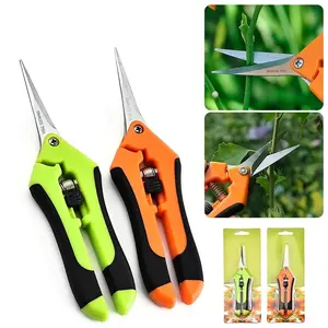 Professional Stainless Steel Pruning Shears, Manual Garden Trimmer with Straight Blade, Mini Pruner for Herbaceous Plants and Flowers