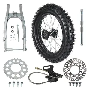 Suisuitong Dirt Bike Rear Swing Arm Swingarm & 90/100-16 Rear Wheel & Hydraulic Brake Caliper & Brake Rotor & 420 43T Chain Sprocket for Dirt Pit Bike Scooter Offroad Motorcycle Big Wheel 125cc-200cc