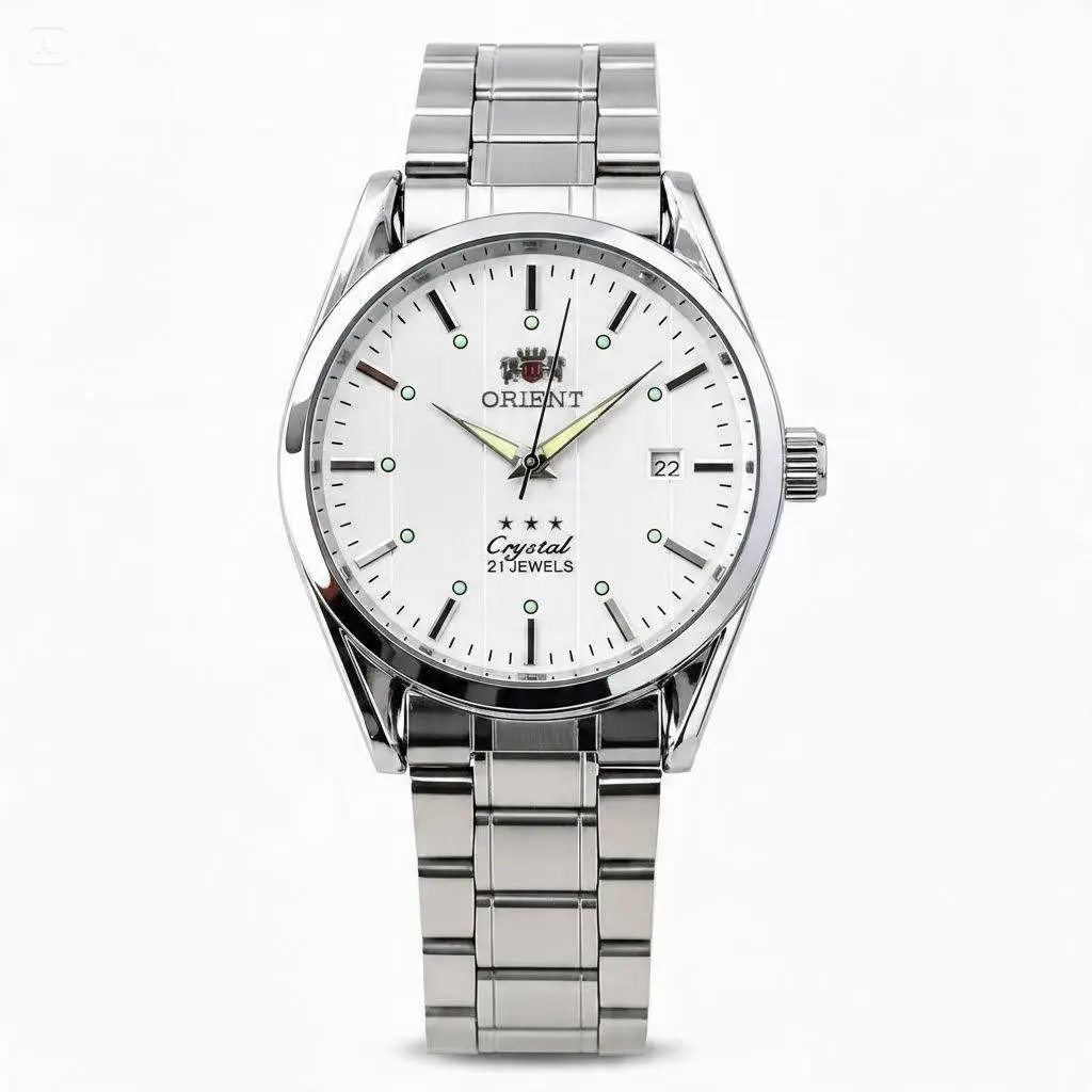 Men's Classic 21-Jewel Automatic Mechanical Male Watch - Stainless Steel Business-Casual Wristwatch with Vertical Stripes, Luminous Analog Round Face, Date Window, Multi-Color Options, High Quality Ideal Gift Watch