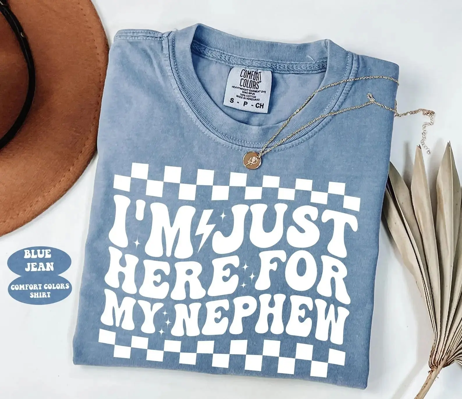 Comfort Colors I'm Here For My Nephew, Nephew Shirt Gift For Aunt, Cute Future Aunt Daily Tshirt, Apparel Made In The US - IronSoul Apparel		