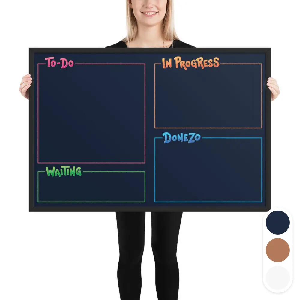 THE ANTI-PLANNER Framed Kanban Board Print Set (4-Piece Horizontal) - Lightweight Wood Photo Wall Decoration with Acrylic Cover for Home Room Hanging