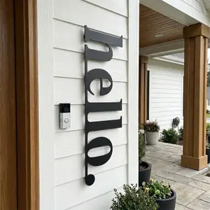 Hello Iron Wall Sign, Metal Hello Letter Decor, Porch Welcome Sign, Modern Metal Word Art, Hello Metal Wall Sculpture, Front Door Iron Decor