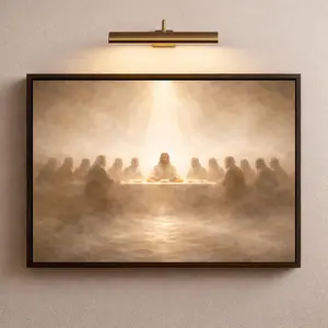 [sale off up to 40%] [Frame Canvas] Modern Last Supper Wall Art Canvas, Christian Fine Art Print, Jesus and the Twelve Disciples, Contemporary Biblical Painting, Large Canvas