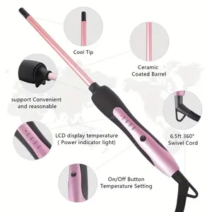 Professional 9mm Ultra-Thin Ceramic Curling Wand, 9 Temperature Settings, Ideal For Safe And Long-lasting Waves, Mother's Day Gift