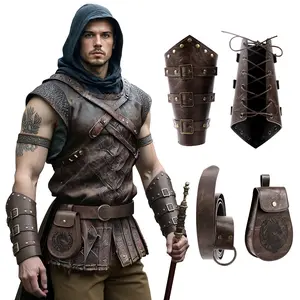 3PCS Renaissance Accessories – Viking Renaissance Belt, Medieval Pouch & Leather Bracers for Dress-Up Parties ,Cosplay,  Christmas gifts for family