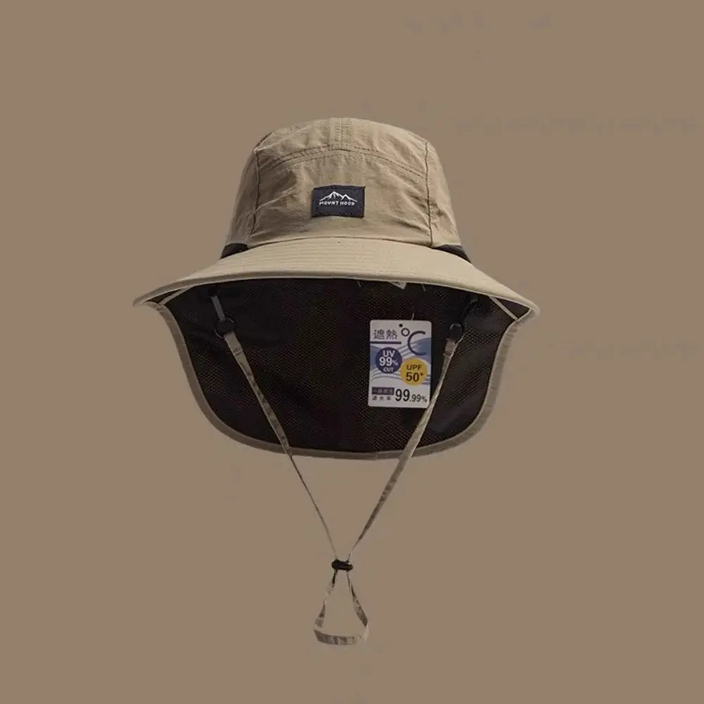 Unisex Solid Fisherman Sun Hat with Neck Flap, Parent-Child UV Protection Sports Fishing Cap for Camping, Hiking & Fishing, Fishing Headwear