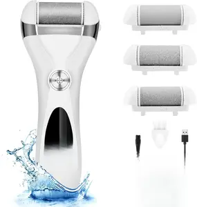 Elmchee Rechargeable Foot Callus Remover Kit with 3 Grinding Heads, Waterproof Foot Scrubber, Professional Pedicure Tool for Daily Feet Care Luxury Smooth Manicure Nail Cutics Gift