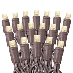 Festive Living 50 Warm White Wide Angle LED Mini Lights – Brown Wire, Commercial Grade, Full Wave No-Flicker, 11 Ft Light Set, 5mm LEDs, Connect Up to 43 Strings, Indoor/Outdoor UL Listed