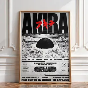 Akira Manga Movie Poster, Cyberpunk Explosion Anime Wall Art Print Vintage Artwork Christmas Gift
