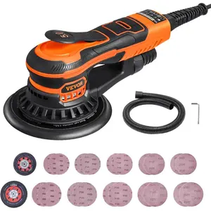 VEVOR Random Orbital Sander, 6-Inch DA GA Dual Action Orbital Sander, 850W 7400PRM 6 Variable Speed Electric Palm Sander with 10PCS Sandpapers, Dust Connector for Woodworking Detailing SandingVEVOR Super Brand Day