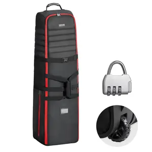 VEVOR Soft-Sided Golf Travel Bag with Lock, 1000D Wear-Resistant Nylon Fabric, Large-Size Padded Foldable Wheeled Luggage Case for Golf Club Storage & Airline Travel