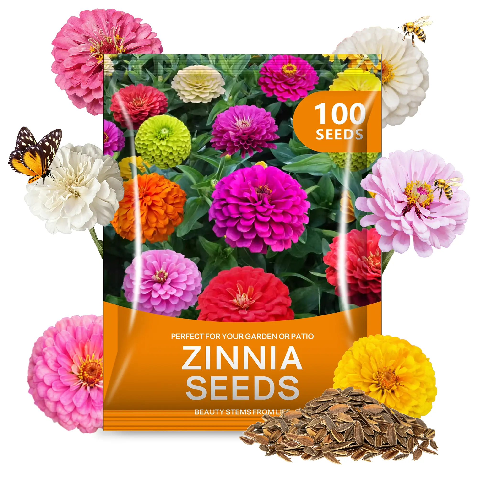 [Hot] California Giants Zinnia Seeds – Mixed Colors, Beginner-Friendly Garden Flowers