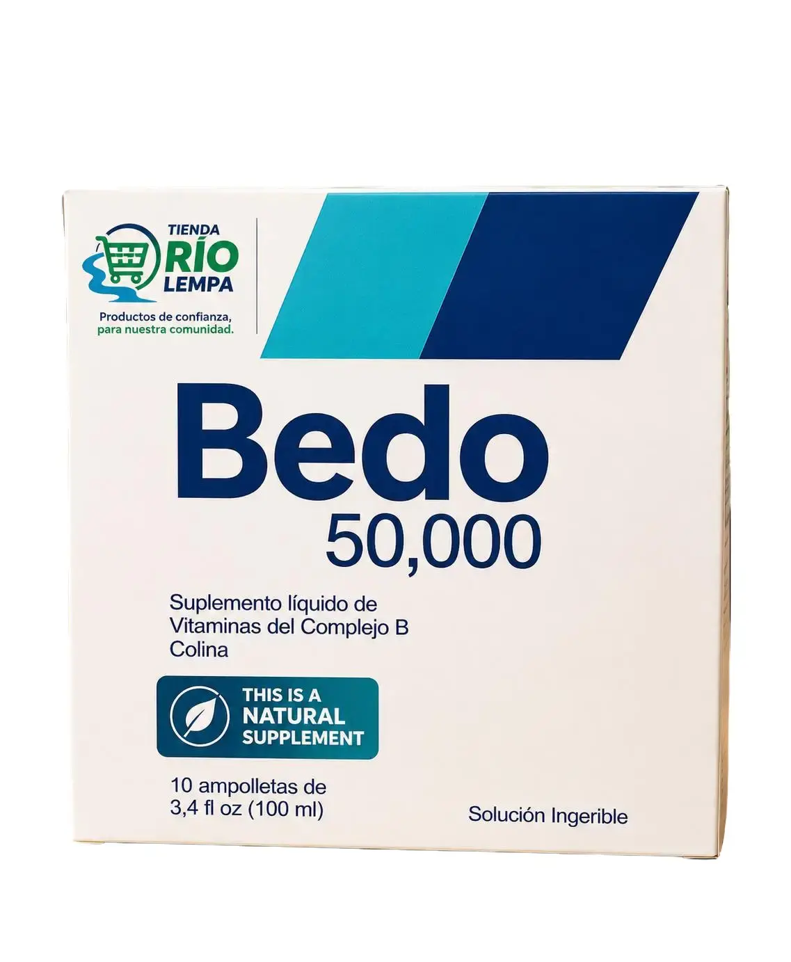 Bedo Natural B-Complex Vitamin Liquid Supplement with Choline, 50000 IU, Oral Administration - 10 Bottles (3.4 fl oz Each)