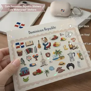 Dominican Republic Mini Stickers for Phone & Case Cute Decorative Peel and Stick Decals Premium Vinyl Waterproof Laminate Customizing Everyday Items