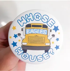 Whose House Game Day Button: Blue, White & Gold