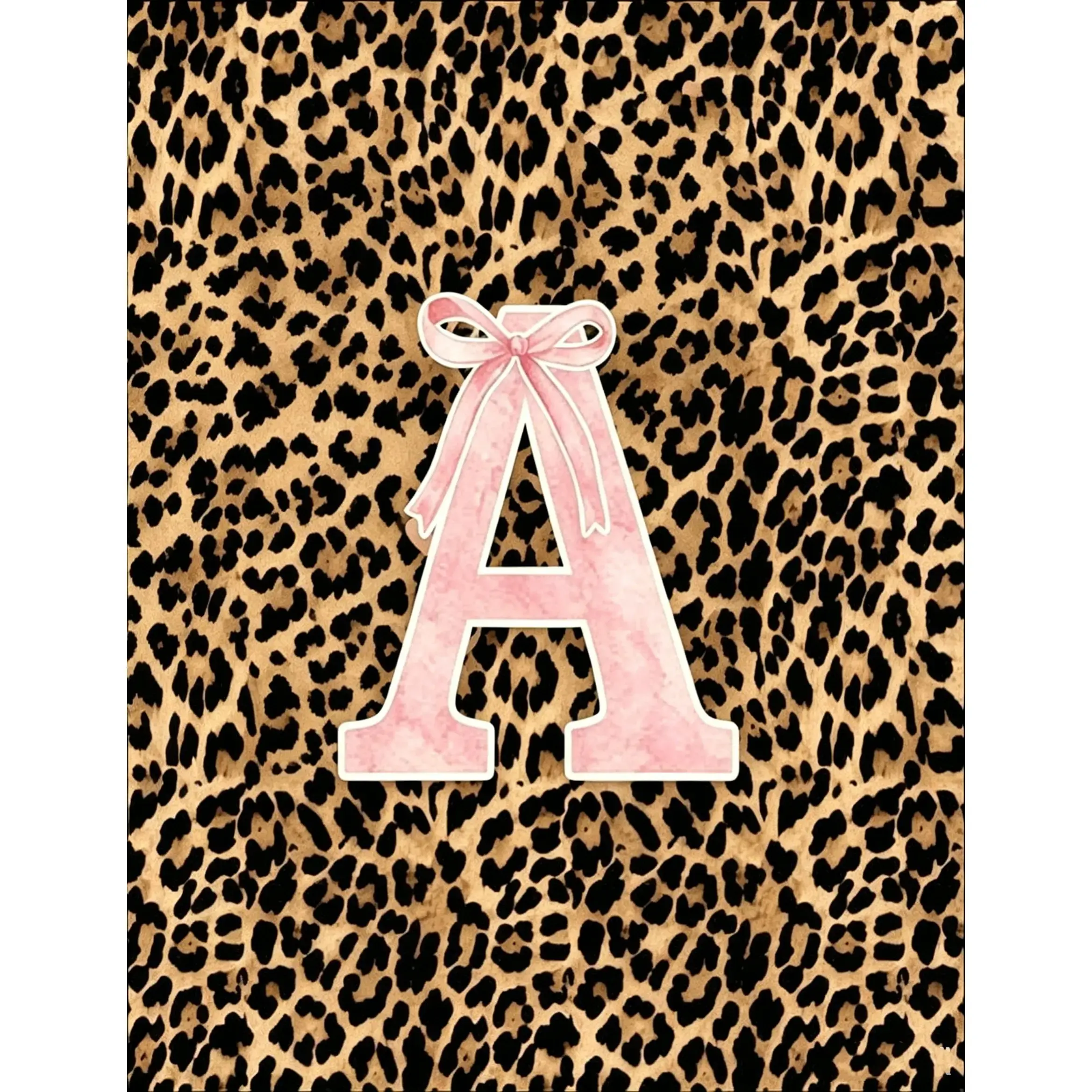 Leopard Print Letter Accent Flannel Throw Blanket - Pink Marble Bow Single-Side Pattern, Soft Cozy Warm Nap Cover for Couch, Customizable Stylish Present for Her on Christmas, Birthday