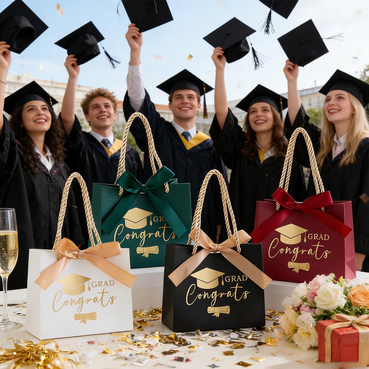 Gifts for her/him, 5-themed gift boxes with handles and ribbons, perfect for graduation parties, candy bags, goodie bags