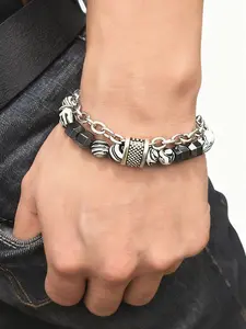 Men's Hip Hop Beaded High Quality Bracelet, Turquoise Metal Chain, Daily Wear Jewelry, Stylish Accessory for Men, Perfect Gift Idea