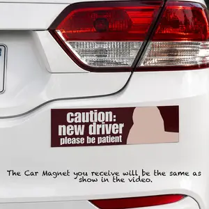 Funny New Driver Car Please Be Patient Car Magnet, New Driver Bumper Magnet (10x3 inch)