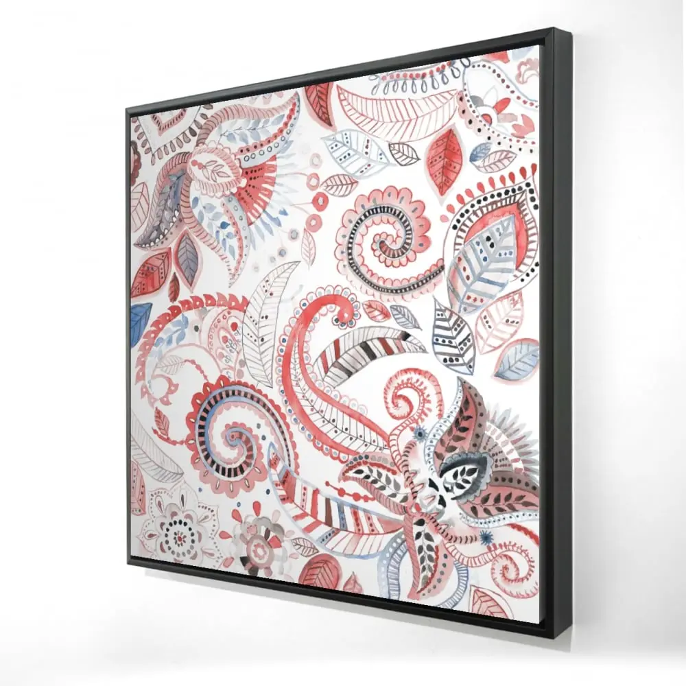 Begin Home Decor 2081-2424-PA3-1 24 x 24 in. Paisley Pattern Framed Canvas - Home Decor Illustrative Art