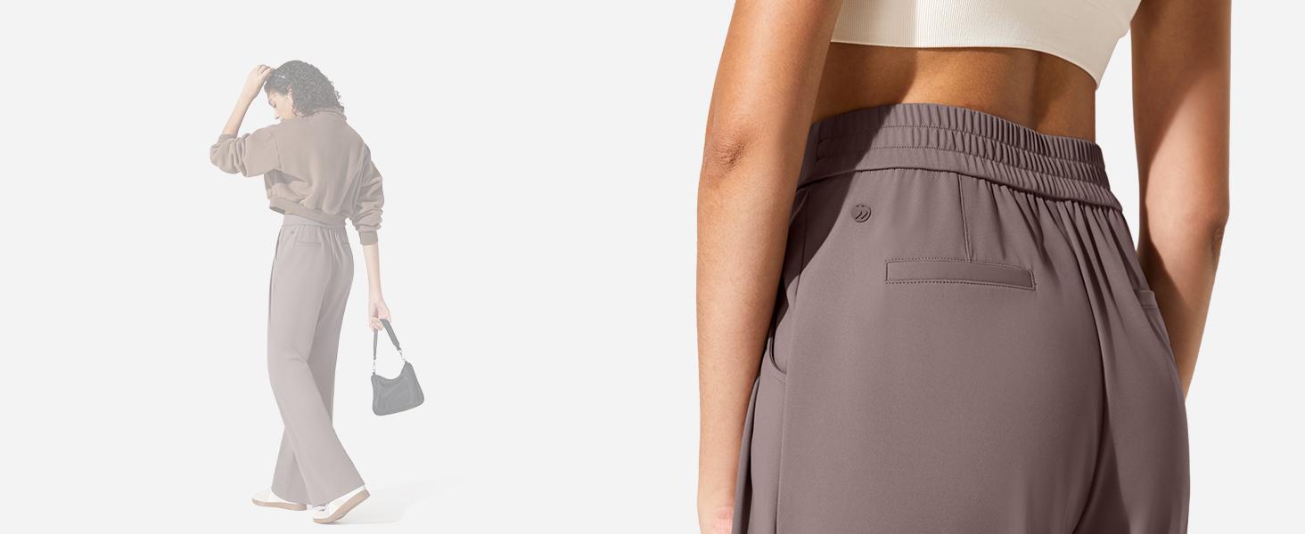 G4Free ShiftReady Women's Wide Leg Dress Yoga Pants with Pockets Dressy Casual Slacks High Waist Work Trousers