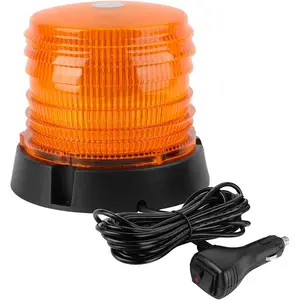 LED warning flash light, 60 LED amber safety warning flash lights, with magnetic base and 16-foot straight cable, suitable for vehicles, trucks, tractors, golf carts, UTVs, cars, buses, 12V-24V