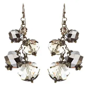 Modern Fashion Crystal Rhinestone Cute Cluster Design Dangle Earrings E833 Gray