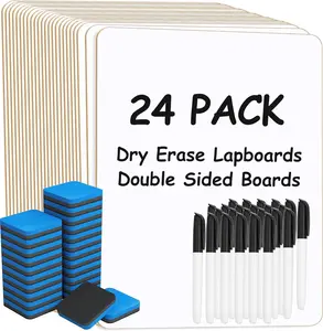 MaxGear Small White Board 24 Pack Dry Erase Boards, 9''x 12'' Mini Whiteboard Double Sided Portable Whiteboards for Students and Teachers School Supplies Lapboards Including 24 Markers and 24 Erasers