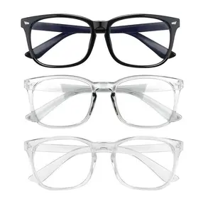 Top-SELLING 3/2/1 Pack Computer Blue-Light Blocking Study Gaming Glasses TV Phones Daily Use Eyeglasses Fashion Black Grey Transparent Clear Frame