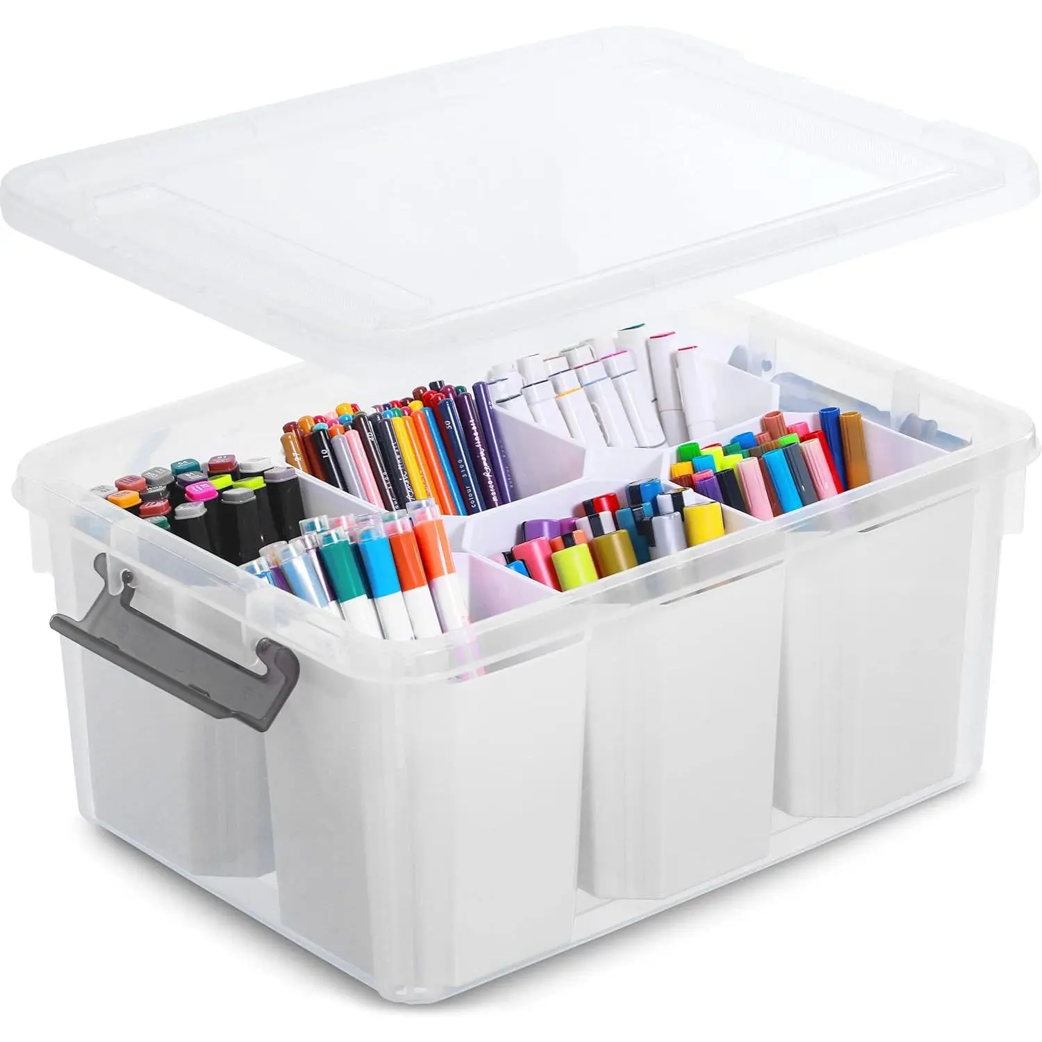 17 QT Plastic Storage Bins Clear Storage Box with Lids Multipurpose Stackable Storage Containers for Organizing Tool, Craft, Crayon Organiser