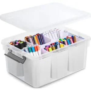 17 QT Plastic Storage Bins Clear Storage Box with Lids Multipurpose Stackable Storage Containers for Organizing Tool, Craft, Crayon Organiser