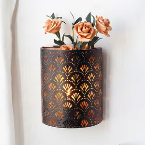Battery Powered Lighting Accessories Lamp 8''H Wall Sconce Lighting Metal Rustic Wall Mount Lamp with 6-Hours Timer Wall Decor for Living Room Bedroom Hallway Stairway