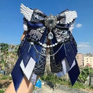 Available in 6 Colors: Pink, Black, Red, Blue. Cute and Elegant Brooches, Bow Pins, Large Bow Ties, Gemstone Pendants, Color-Blocking DIY Anime Lolita Cosplay, Anime Convention Decoration Brooches, Backpack and Itabag Decoration Pins, Bow Ties