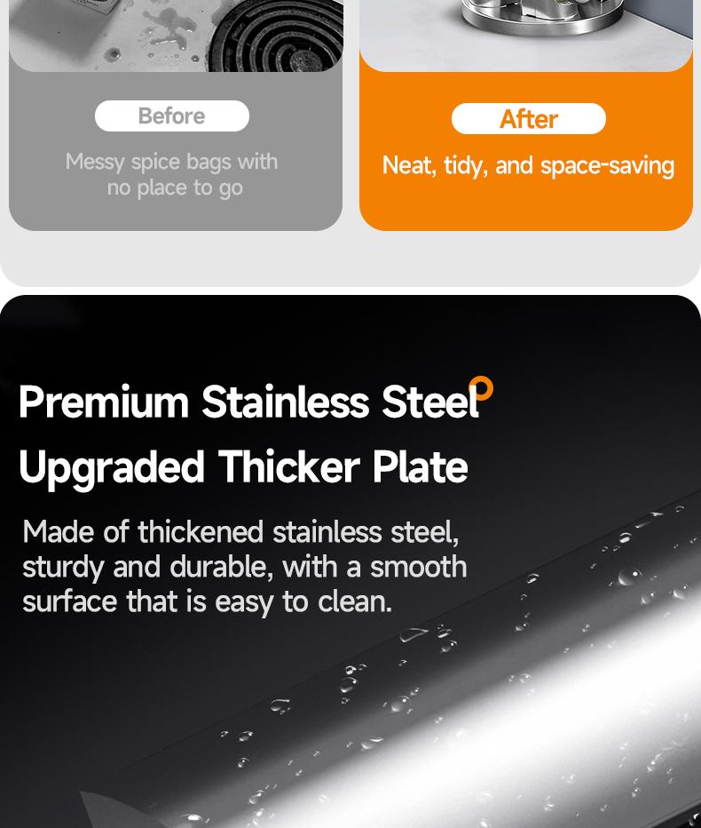 New multifunctional rotating kitchen spice rack & seasoning storage box set, 360° rotating design, stable basewhite cap