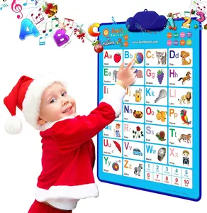 Christmas gift for kids Interactive Alphabet Wall Chart | Talking ABCs & 123s Music Poster with Interactive Light | Toddler Alphabet Learning |