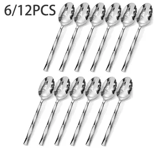 6/12 Pack Fashion Diamond Cut Dinner Spoons, Thick Stainless Steel 8.2 Inch Soup Spoons, Elegant Tableware for Home/kitchen/dining/wedding, Dishwasher Safe
