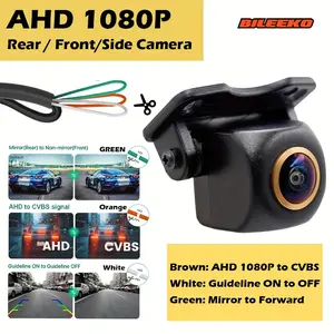 Car Rear Front Side View Camera 1080P Fisheye Wide Angle Lens, AHD/CVBS Switch, Backup Camera with Safety Warning Sign, Fit for Cars, Trucks, SUVs, Vehicle Safety Accessory, Wide Angle Lens
