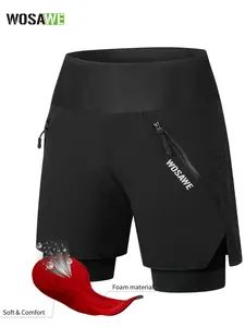 WOSAWE Men's MTB Cycling Padded Shorts Silicone Gel Padded Mesh Liner Bike Shorts