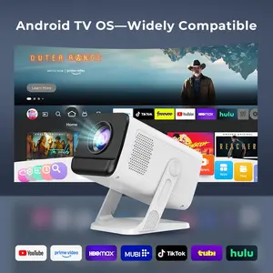 VisualCube 300 Smart Mini Projector, Android 14, WiFi 6 & Bluetooth 5.4, Auto Keystone, 1080P & 4K Supported, Portable Bedroom Projector with Built-in Apps, Compatible with HDMI iOS TV Stick