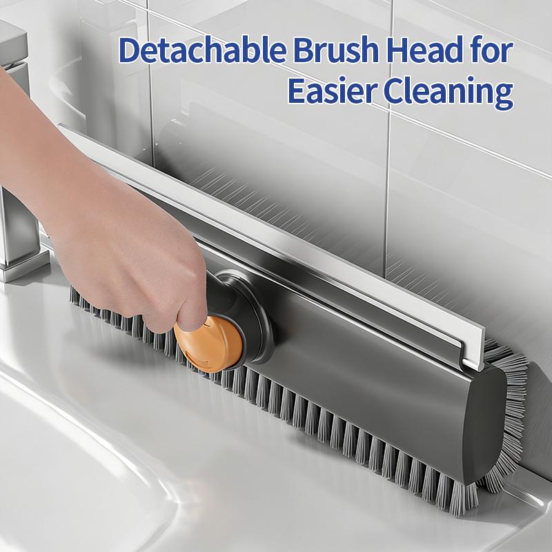 360° Swivel V-Shape Floor Scrub Brush with Squeegee, 2-in-1 Cleaning Brush for Bathroom & Kitchen
