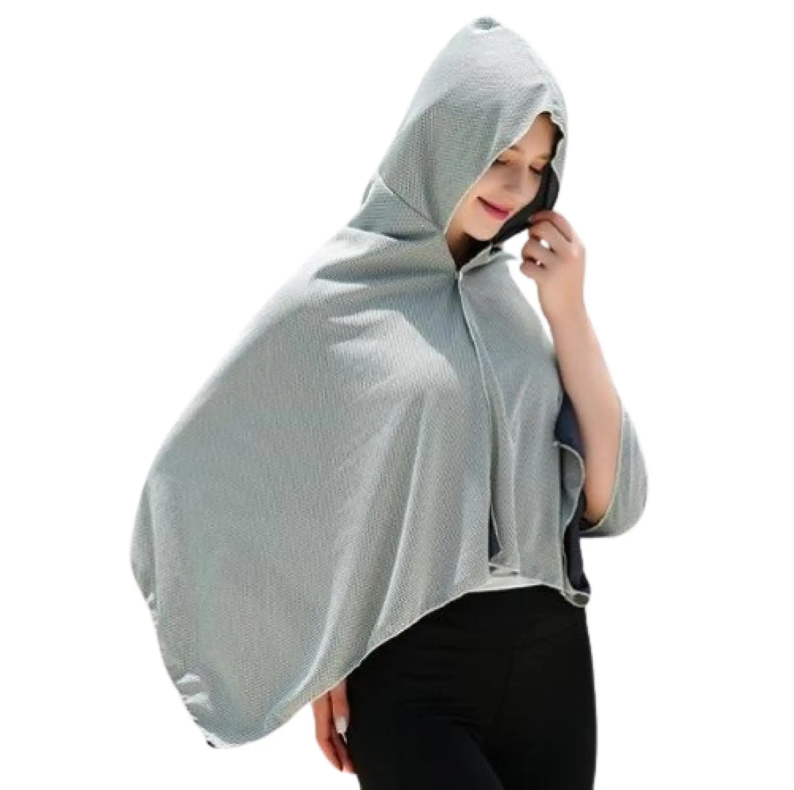 Cooling Quick-Dry Beach Poncho Hooded Shawl - UPF 50+ UV Sun Protection Face Cover, Instant Cooling Towel for Adults & Kids - Beach, Diving, Outdoor, Travel