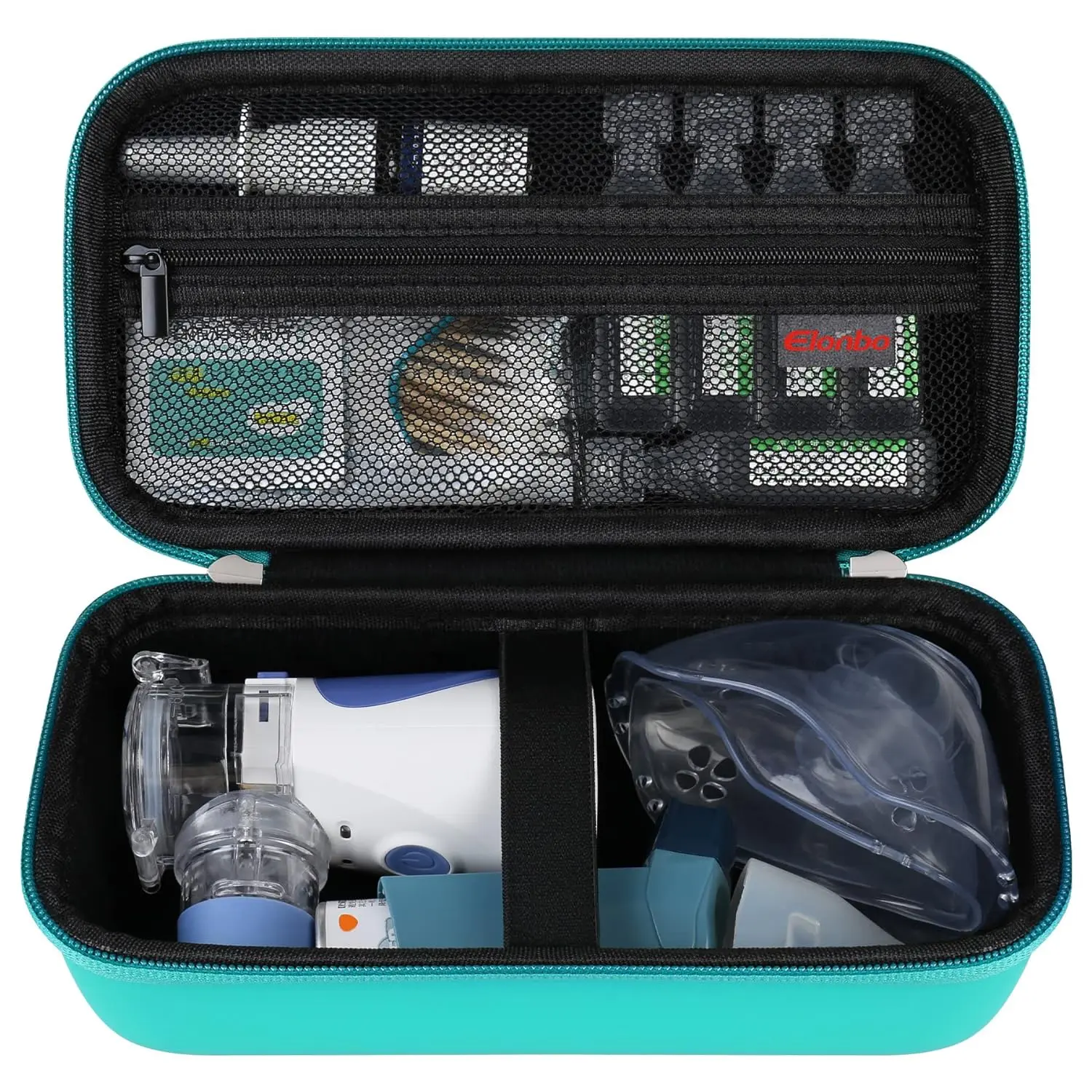 Carrying Case for Portable Handheld Inhaler Nebulizer Machine. (Case Only ） | Portable Nebulizer/ Mist Humidifier/ Moisturizer Sprayer Travel Case. (For Sale Is Case Only, Not Included Nebulizer ) Green Elonbo