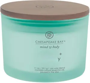 Chesapeake Bay Candle Mind & Body Balance + Harmony Water Lily Pear 11 oz Frosted Glass Soy Wax Blend Candle with Natural Essential Oils