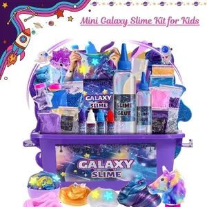 Mini Galaxy Slime Kit for Kids – DIY Butter & Glitter Slime Set with Glow in the Dark Stickers, Stress Relief Toy, Party Favors for Boys & Girls Ages 6–12