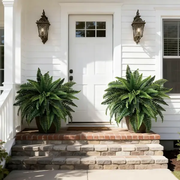 2Pcs 48in/35in Artificial Fern Plant with 55 Branches Summer Vibes Faux Greenery for Indoor Outdoor Home Decor Realistic Hanging Fern Full & Lush Needs expansion,Suitable for Office & LivingRoom Decor, Garden Porch Decor