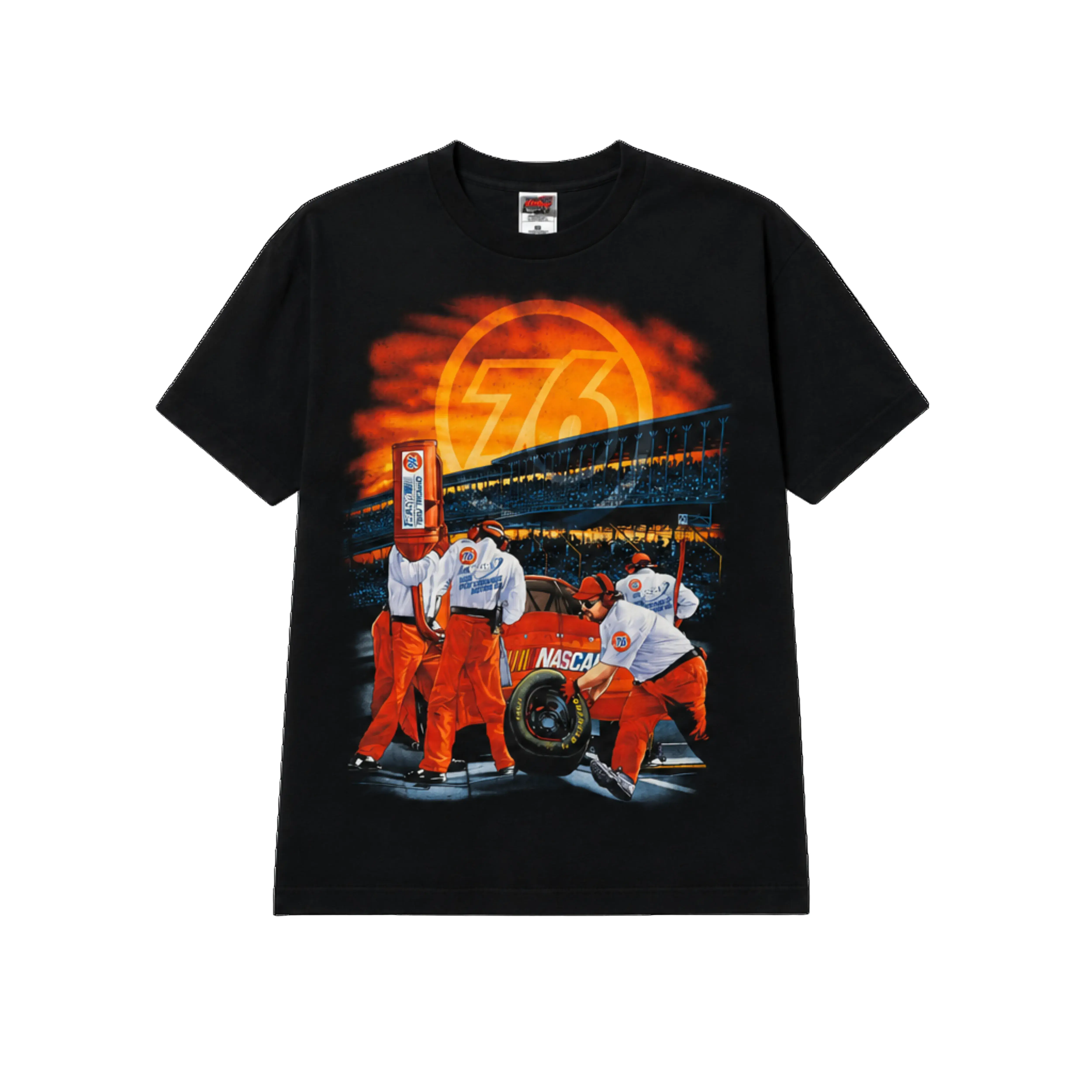 Vintage NASCAR 76 Racing Graphic Double-Sided Pit Crew Tee
