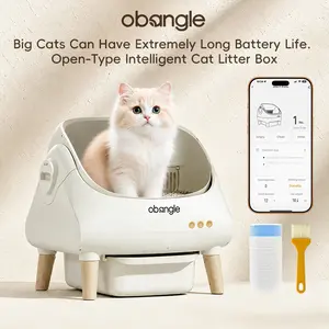 Obangle intelligent cat litter box with extra-large capacity self-cleaning cat litter, supports app-controlled automatic cleaning function, safe anti-pinch design for cats, and dual deodorization system, an ideal choice for a happy home with multiple cats